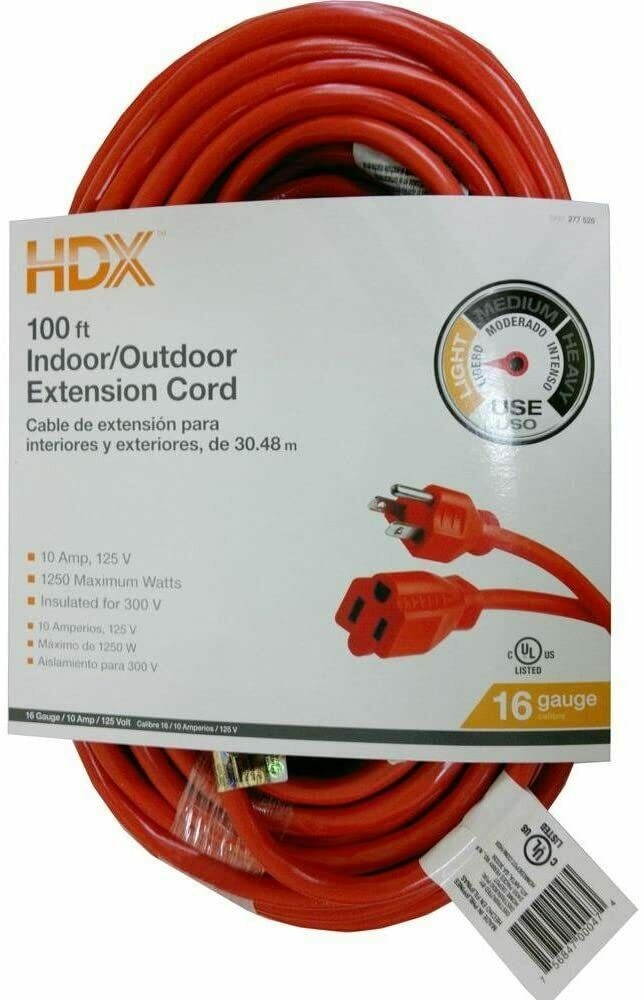 100 ft. 16/3 Indoor/Outdoor Extension Cord, Orange