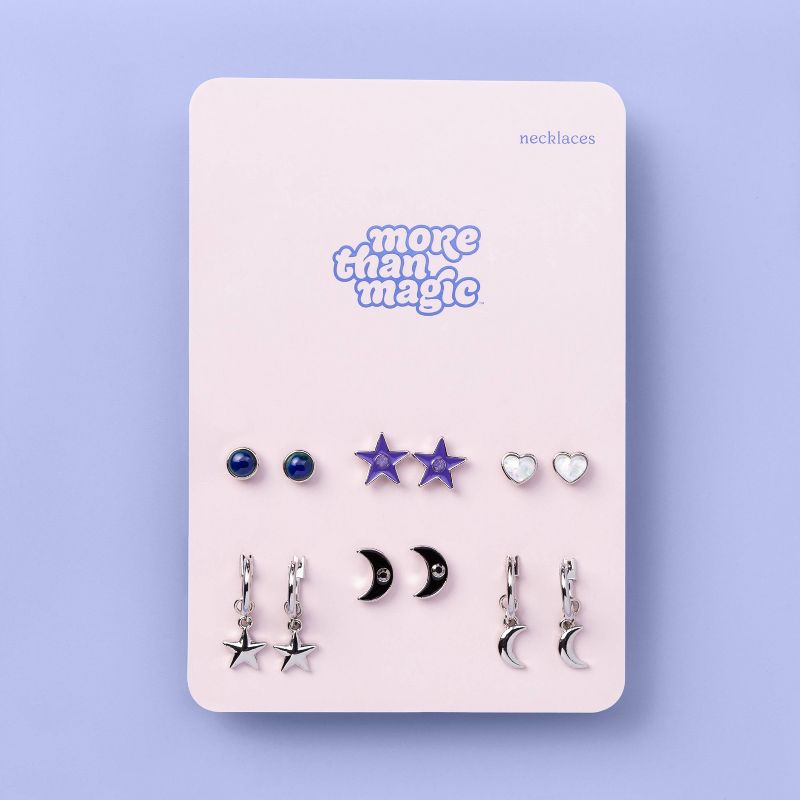 Girls' 6pk Moon and Star Earring Set - More Than Magic™