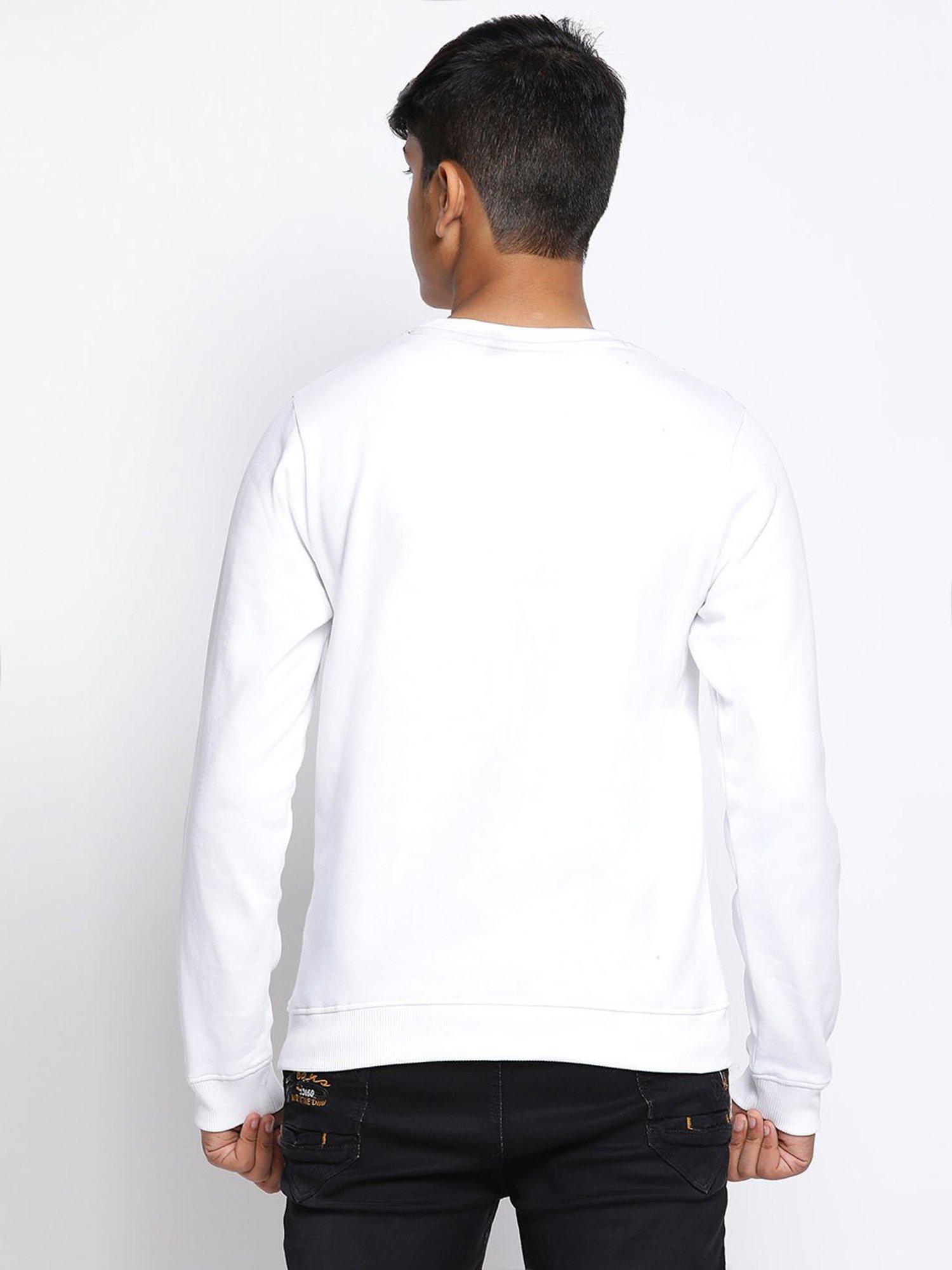 Lil Tomatoes Kids White Black Panther Print Full Sleeves Sweatshirt