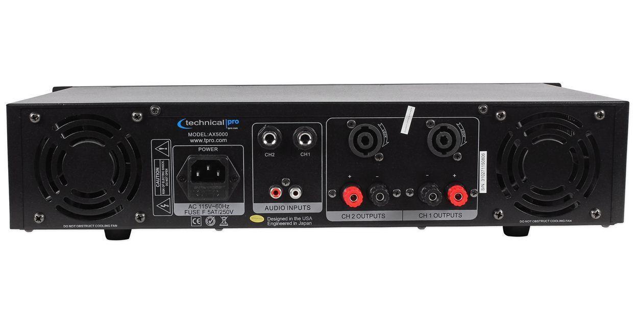 Technical Pro AX5000 Professional 2 Channel 5000 Watts Amplifier New