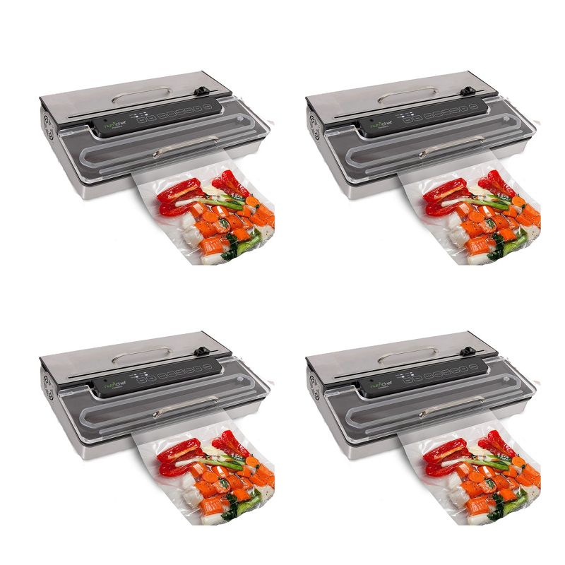 NutriChef PKVS50STS Kitchen Pro Food Electric Vacuum Sealer Preserver System with Environmentally Friendly Polyamide Sealing Bags Included (4 Pack)