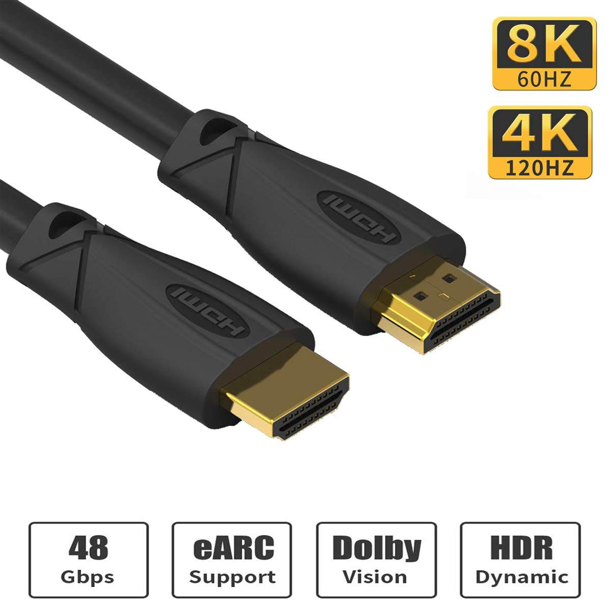 8k Hdmi Cable 48gbps 2.1,8K&60Hz 4K@120Hz 4320P UHD Compatible with  LG Samsung QLED TV Apple TV Gaming Consoles Blu-Ray Players Projectors Any Other Hdmi-Enable Device - 6.6Feet/2Meter