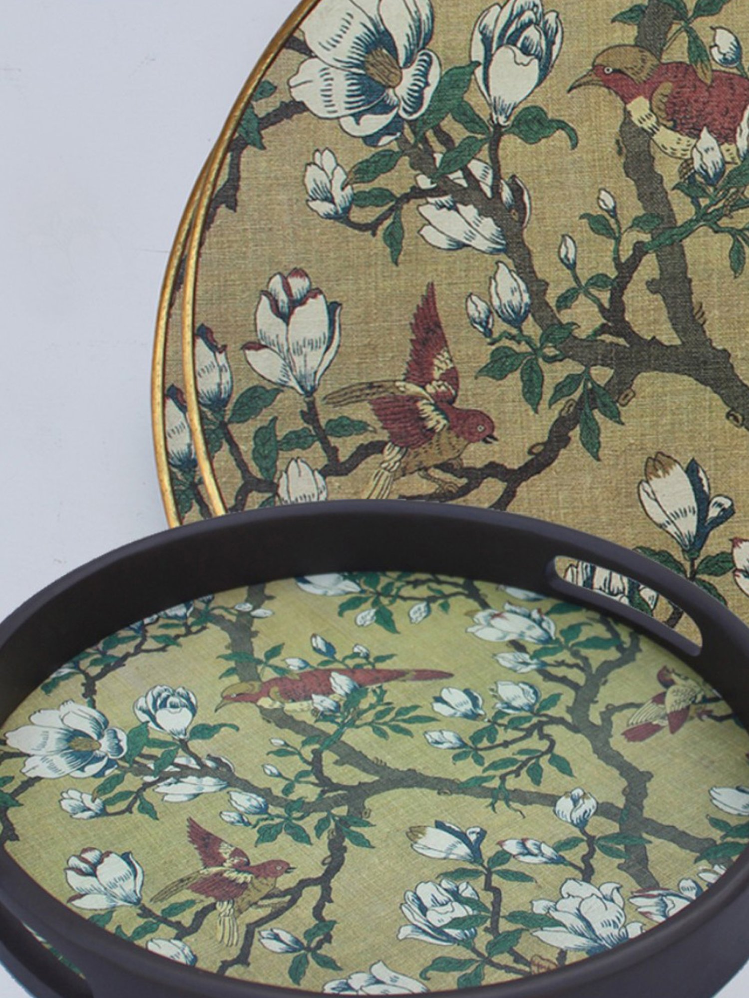 Karo Elira Printed Multicolor Wood Round Tray