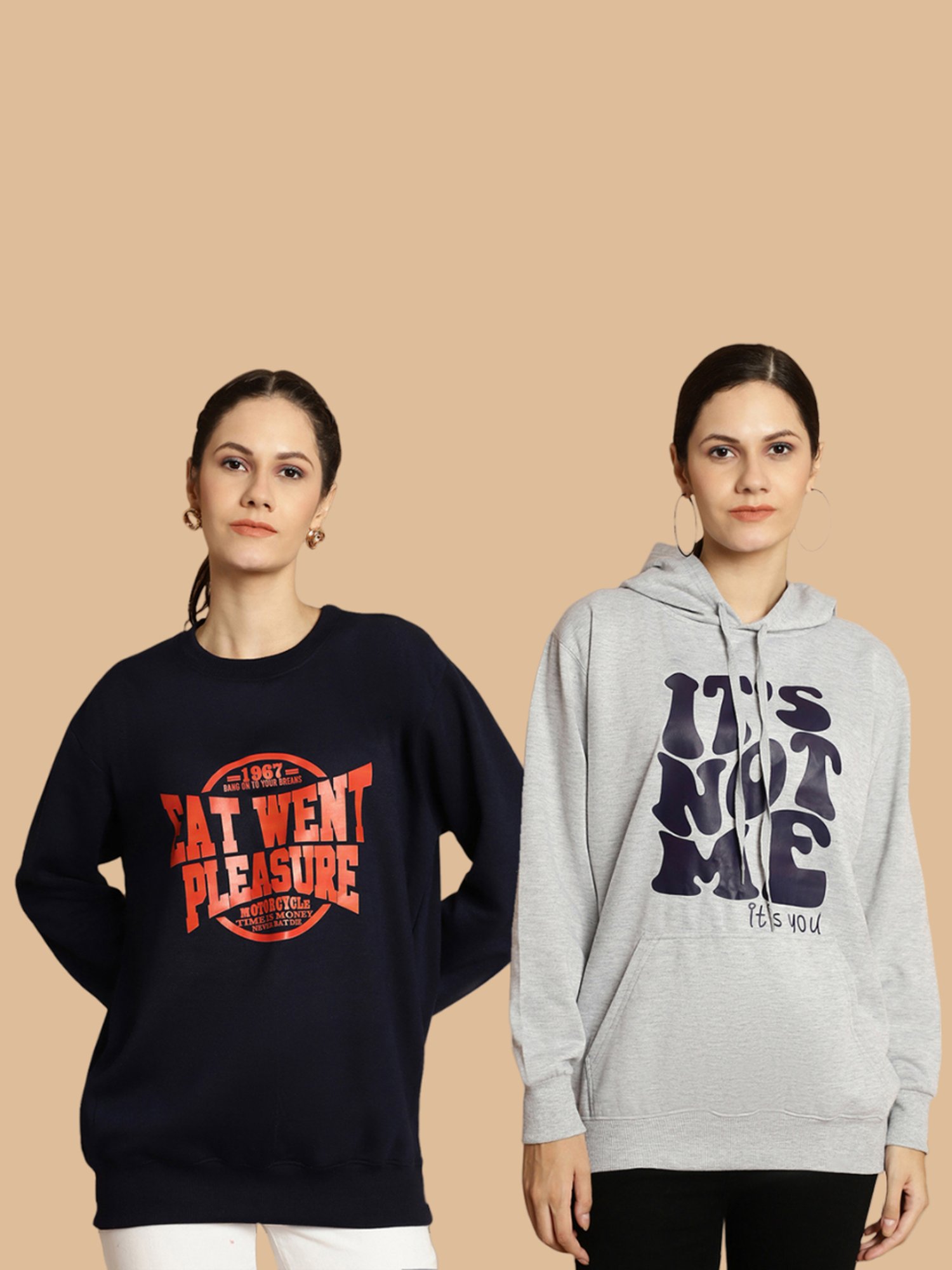 Vimal Jonney Navy & Grey Printed Sweatshirt - Pack Of 2