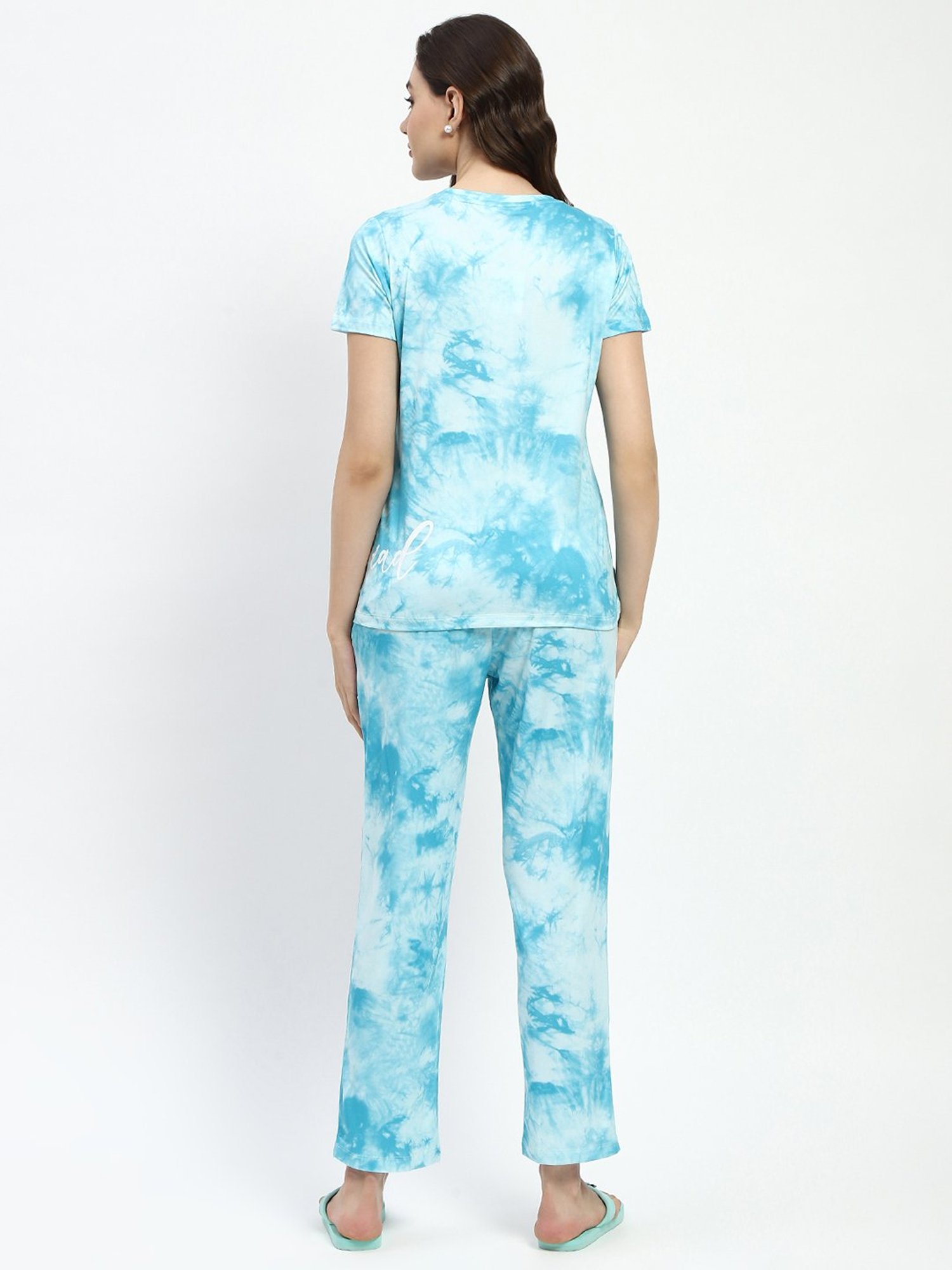 MADAME M Secret Aqua Tie - Dye T-Shirt With Pyjamas