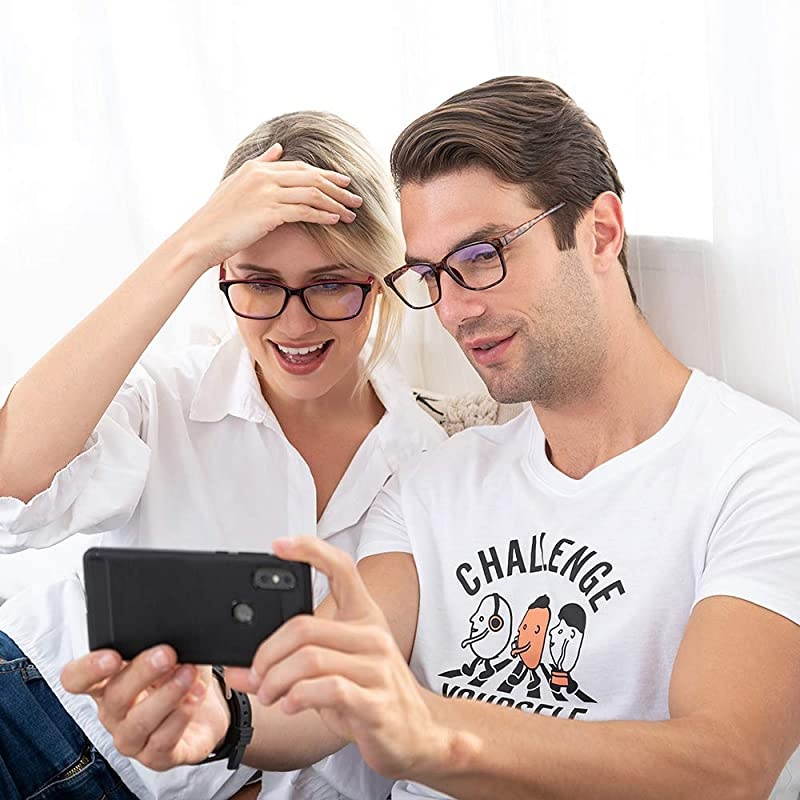 Light Blocking Computer Glasses 2 Pack Anti Eye Eyestrain UnisexMenWomen Glasses with Spring Hinges UV ProtectionTwilight and Red