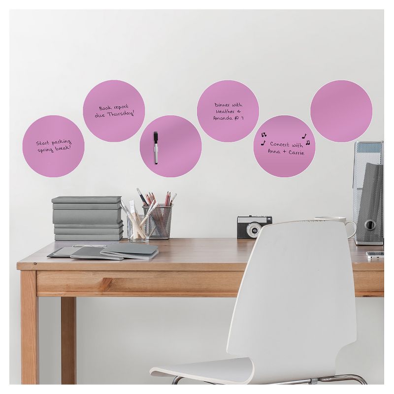 Wall Pops!  Dry Erase Board Circle Decals 13" 6ct - Purple