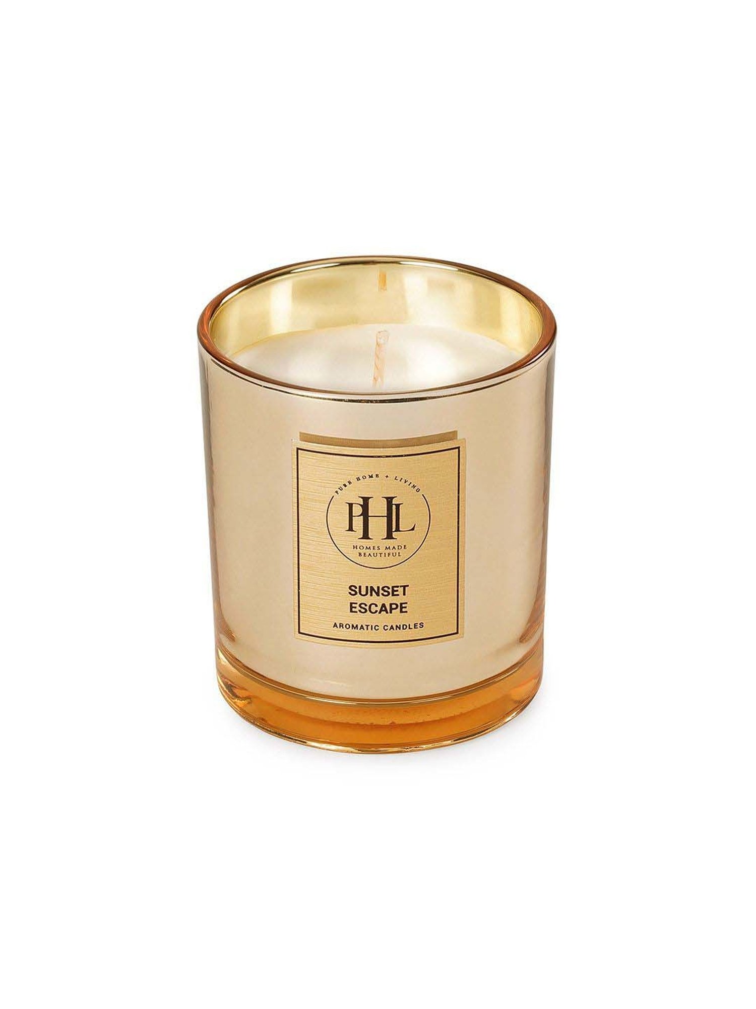 Pure Home and Living Gold Glass Sunset Escape Scented Wax Filled Jar Candle (120ml)