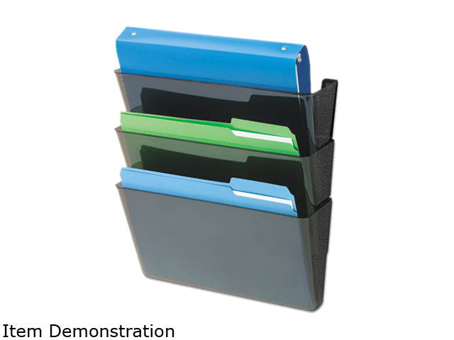 Deflect-o 73604 DocuPockets Three-Pocket Wall Set, Plastic, Letter, 13 x 4 x 7, Black