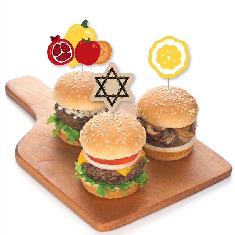 Big Dot of Happiness Sukkot - Dessert Cupcake Toppers - Sukkah Clear Treat Picks - Set of 24