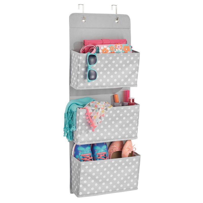 mDesign Fabric Over Door Hanging Storage Organizer, 3 Pocket, 2 Pack, Gray/White