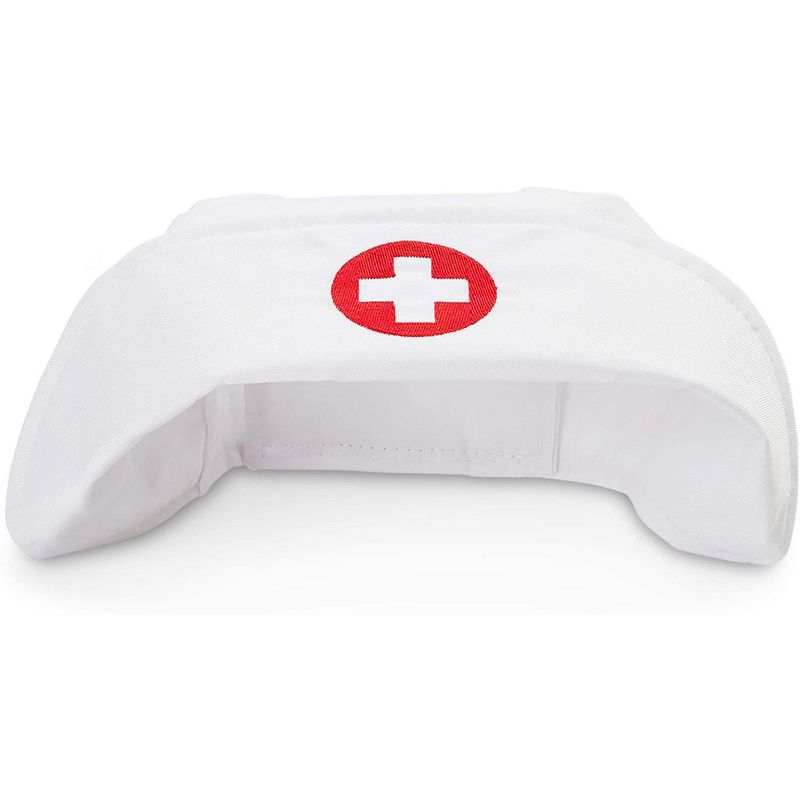 Spooky Central 3-Pack Nurse Hat, Red and White Emblem Nurse Bonnet Cap, Halloween Costume Accessories for Women