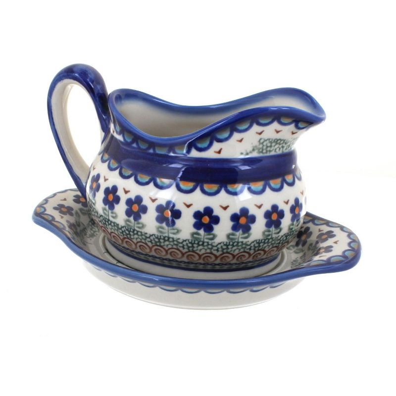 Blue Rose Polish Pottery Lavender Fields Gravy Boat