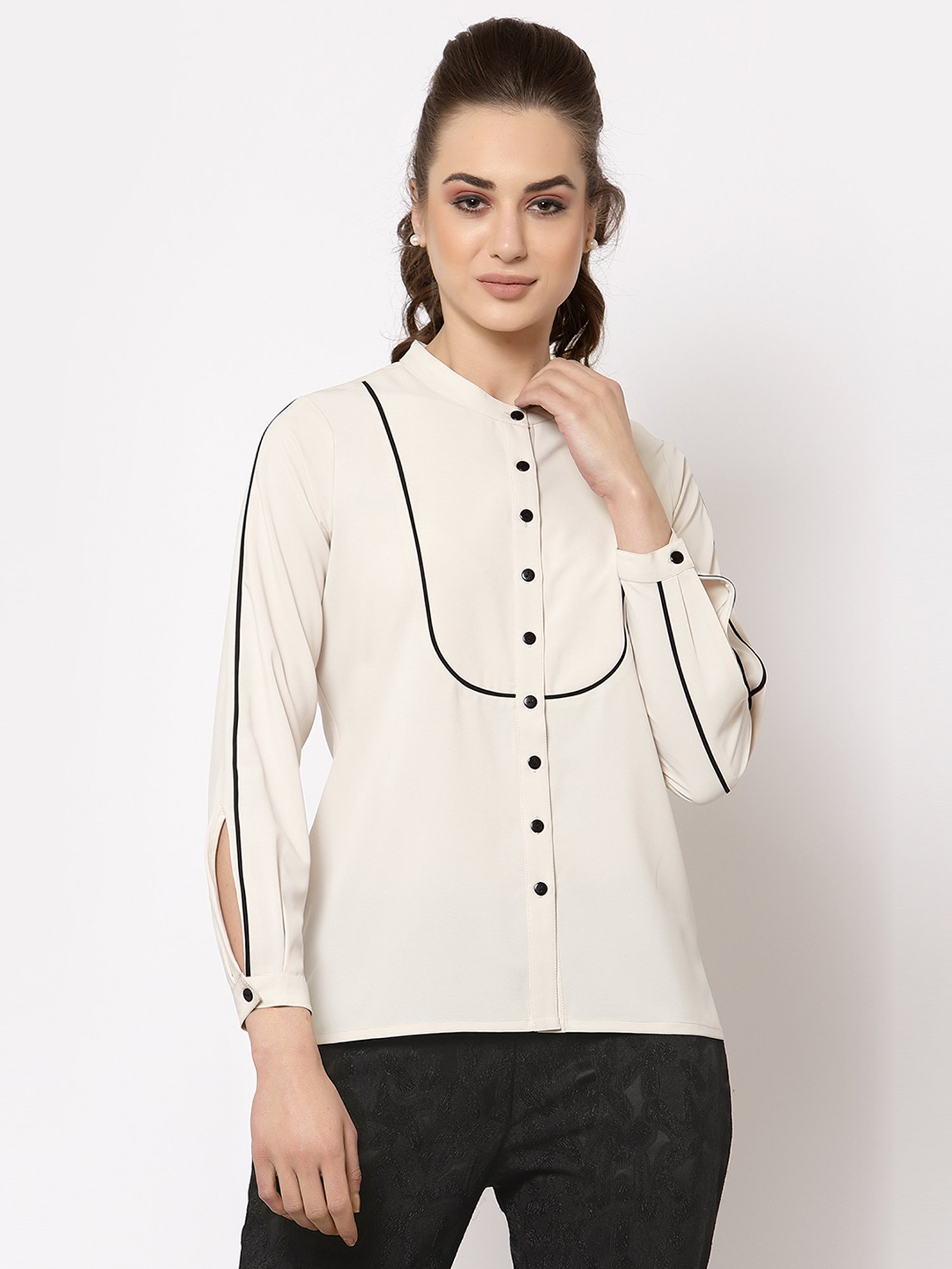 Office & You Off White Full Sleeves Shirt