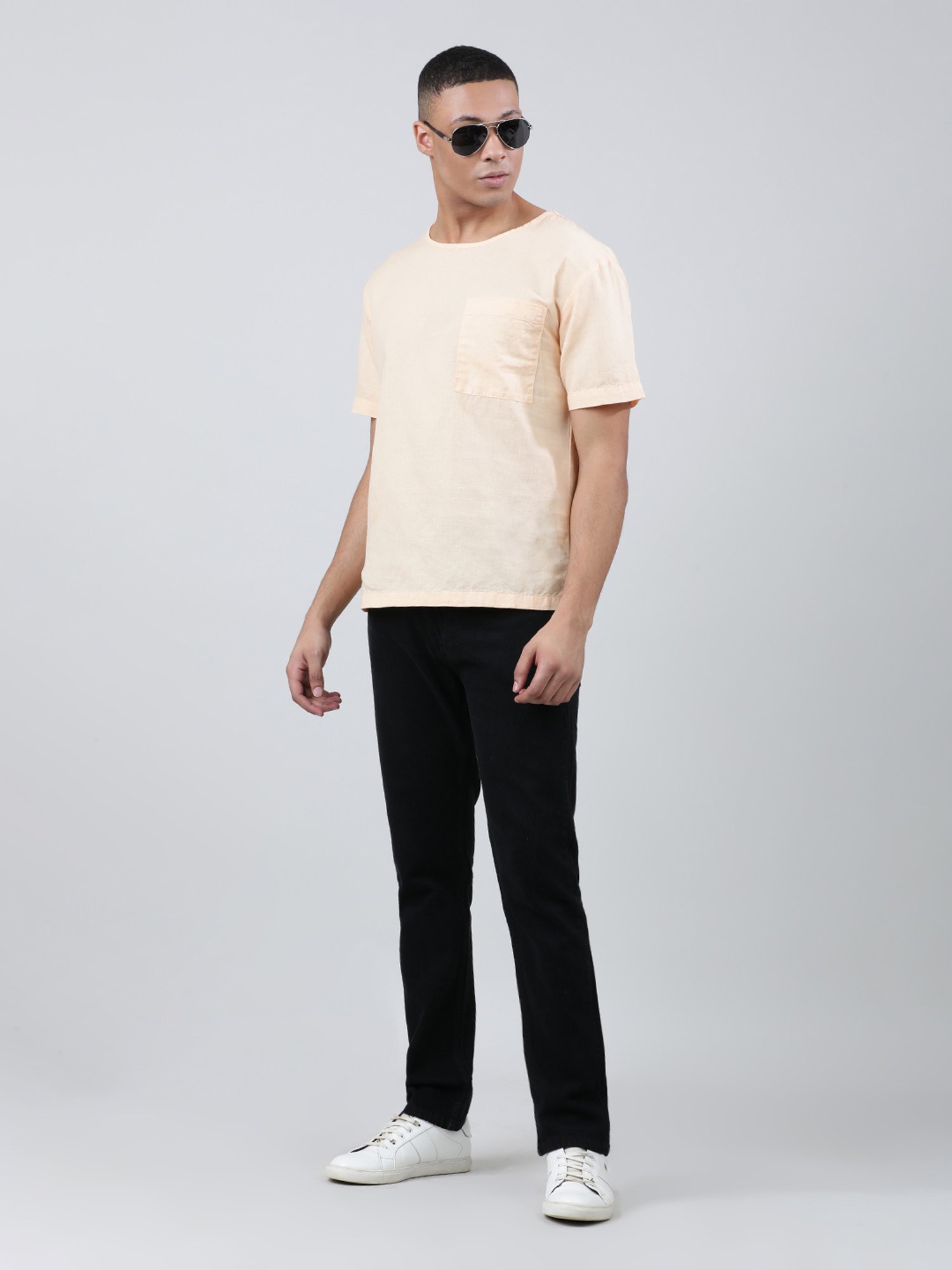 Bene Kleed Peach Regular Fit Crew T-Shirt