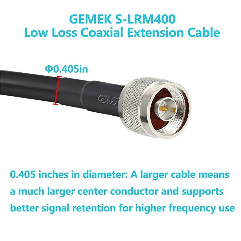 50 ft Low-Loss Coaxial Extension Cable (50 Ohm) N Male to N Male Connector,  Pure Copper Coax Cables for 3G/4G/5G/LTE/ADS-B/Ham/GPS/WiFi/RF Radio to Antenna or Surge Arrester Use (Not for TV)