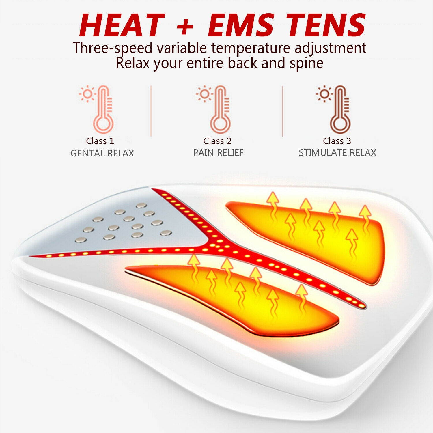 NEW Full Back Massager AST-622 Tens EMS Neck Body Pulse Machine+Heated