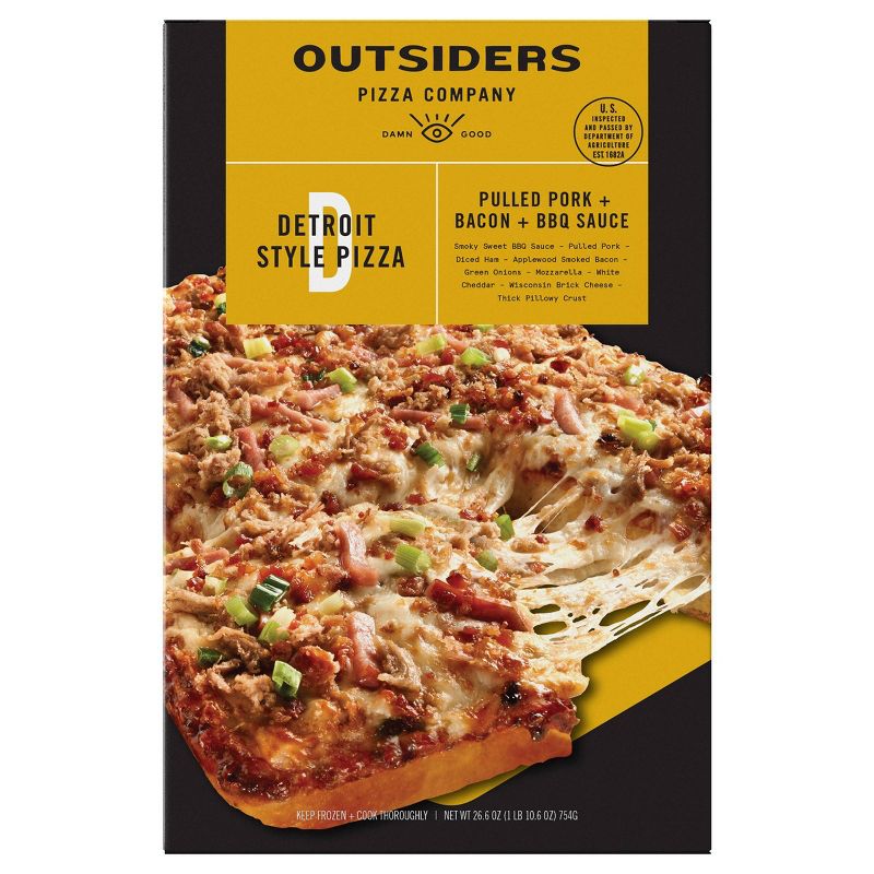 Outsiders Pizza Company Detroit Style Pulled Pork Bacon and BBQ Sauce  Frozen Pizza - 26.6oz
