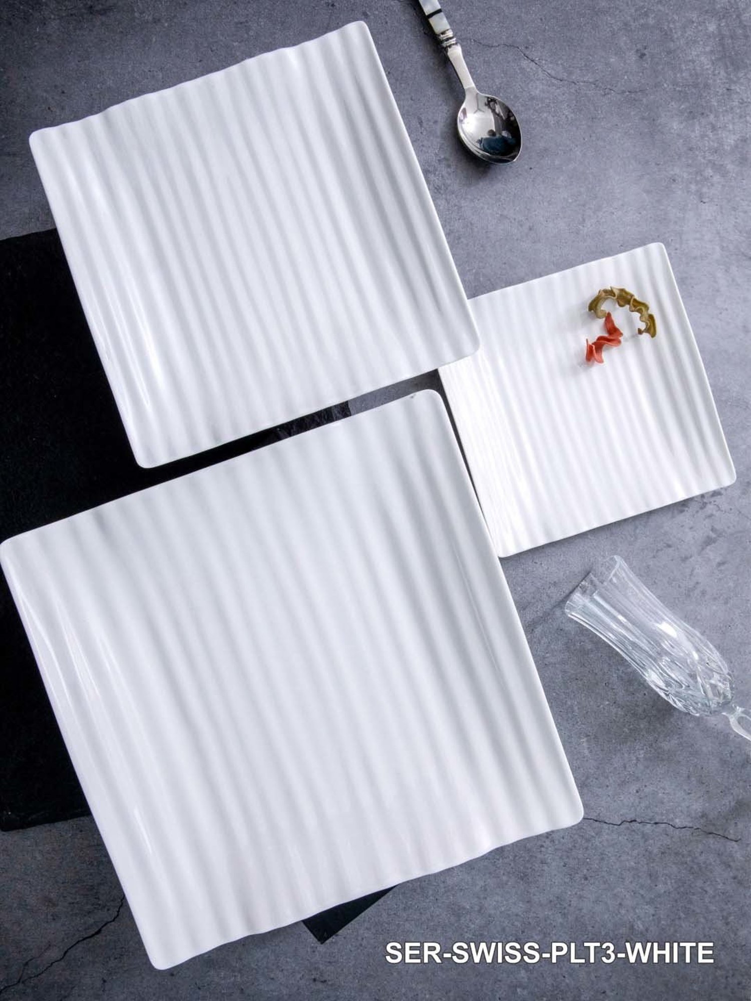 Servewell Swiss White Melamine 3 Serving Platters