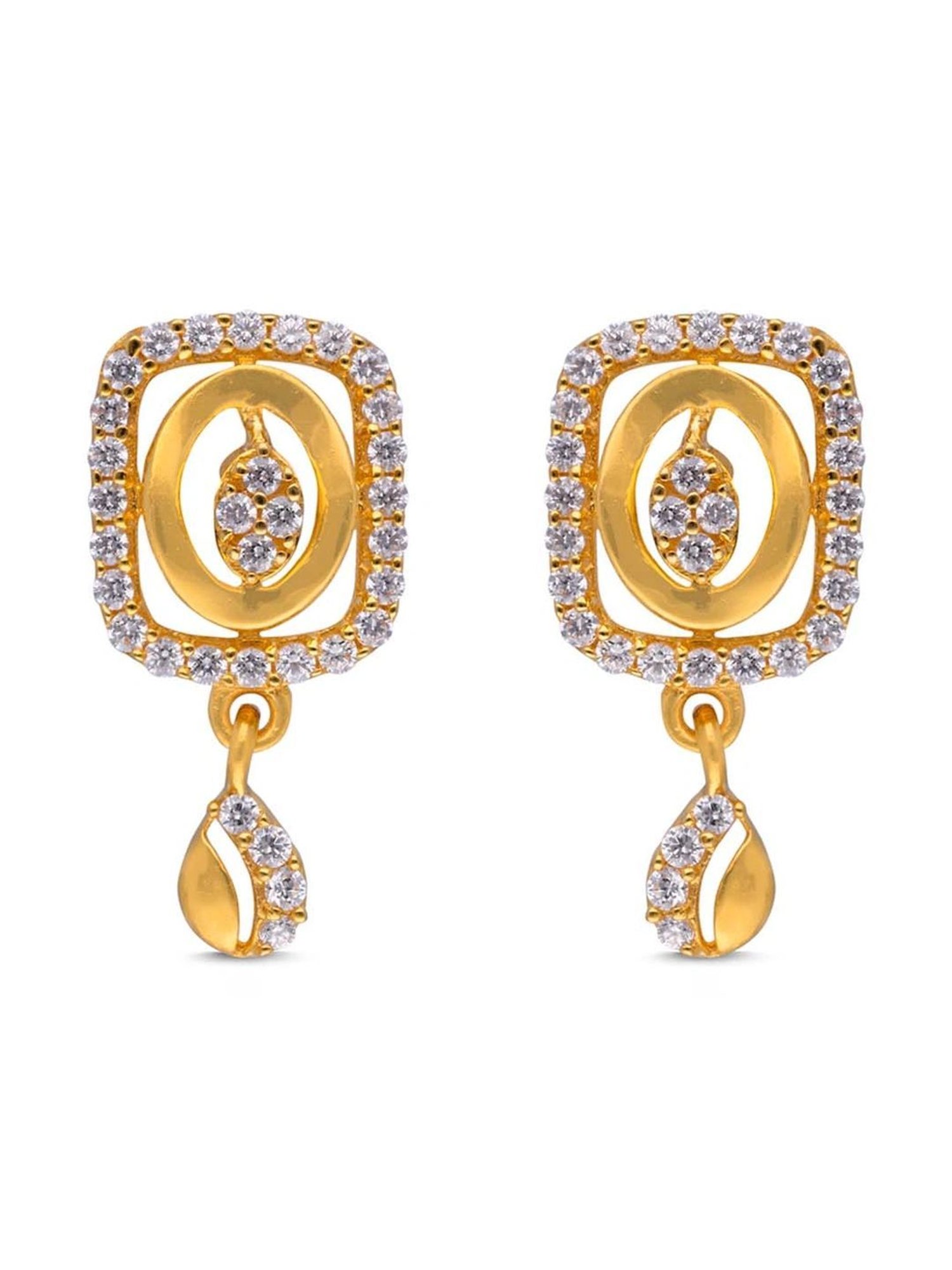 CKC Casting Design Gold Eardrops with Cubic Zircon: Sparkling Sophistication
