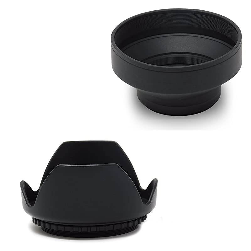 Lens Hood Kit with Hard Lens Hood + Soft Lens Hood for Canon Cameras Including Canon Rebel T7 T6 T5 T3 T7i T6i T6s T5i T4i SL3 SL2 SL1, Canon EOS 7D/7D Mark II 70D 77D 90D DSLR Cameras