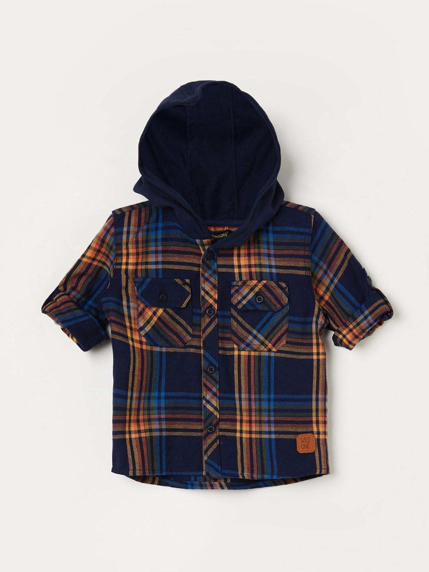 Juniors by Lifestyle Kids Navy Cotton Chequered Full Sleeves Shirt