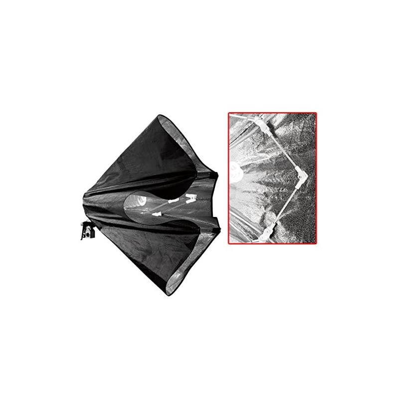 Foldable Flash Diffuser Softbox Kit 24 inches x24 inches60x60cm with Opening Window and Power Cable Including Flash Stand and 4 x LED Bulb