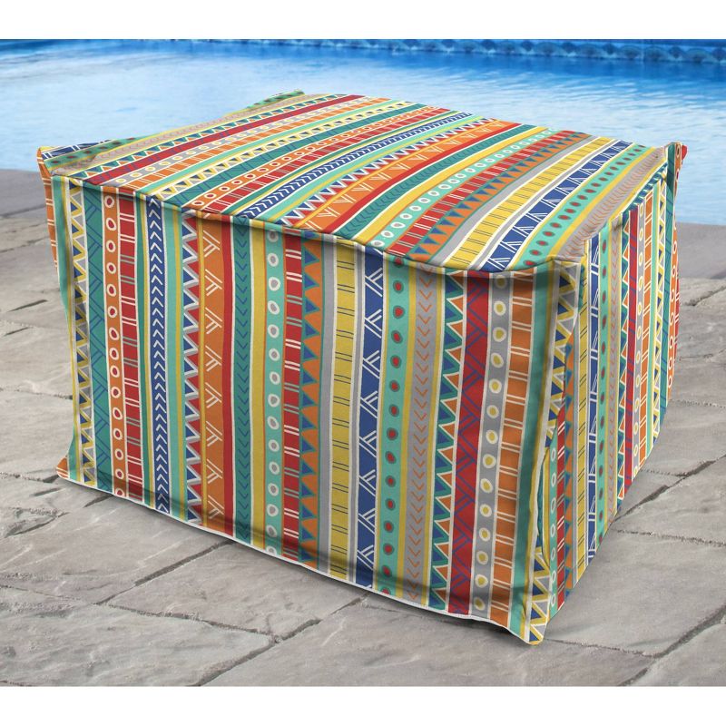 Outdoor Bean Filled Pouf/Ottoman In Bramlett stripe Carotene - Jordan Manufacturing