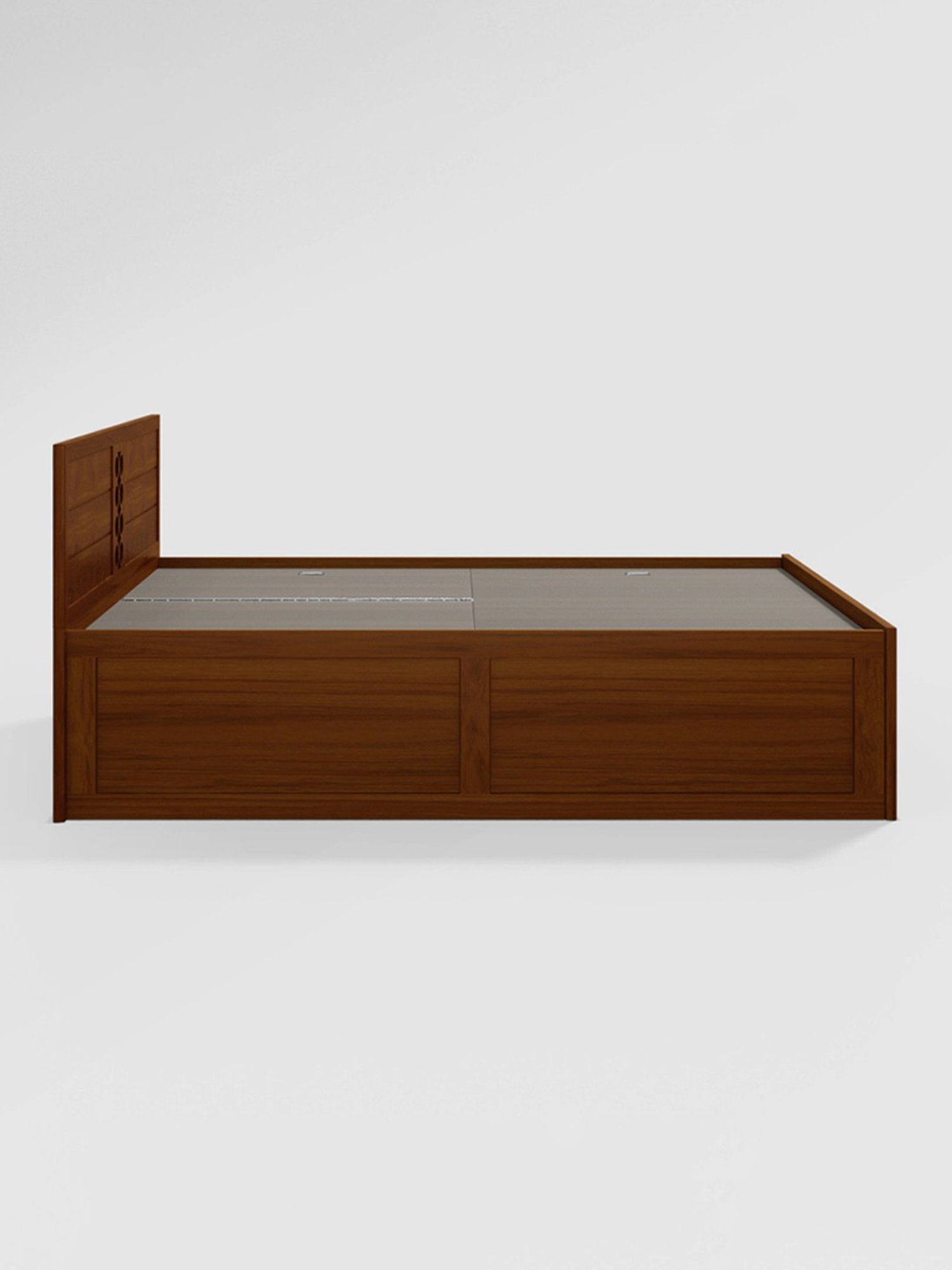 Godrej Interio Orbic Dark Brown Solid Wood Queen Bed
