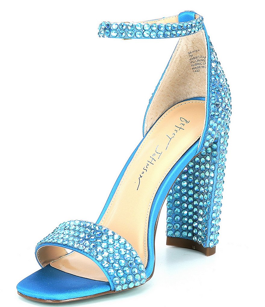 Blue by Betsey Johnson Rina Oversized Rhinestone Embellished Ankle Strap Dress Sandals