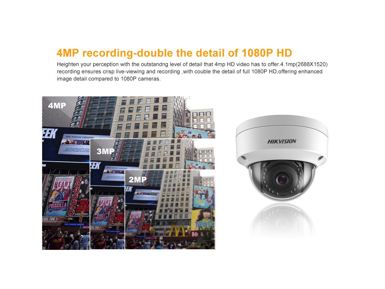 Hikvision DS-2CD1143G0-I New H.265+ 4MP IP Vandal Dome EXIR Fixed 2.8mm Lens True WDR Network Camera, English Version , 2Pcs