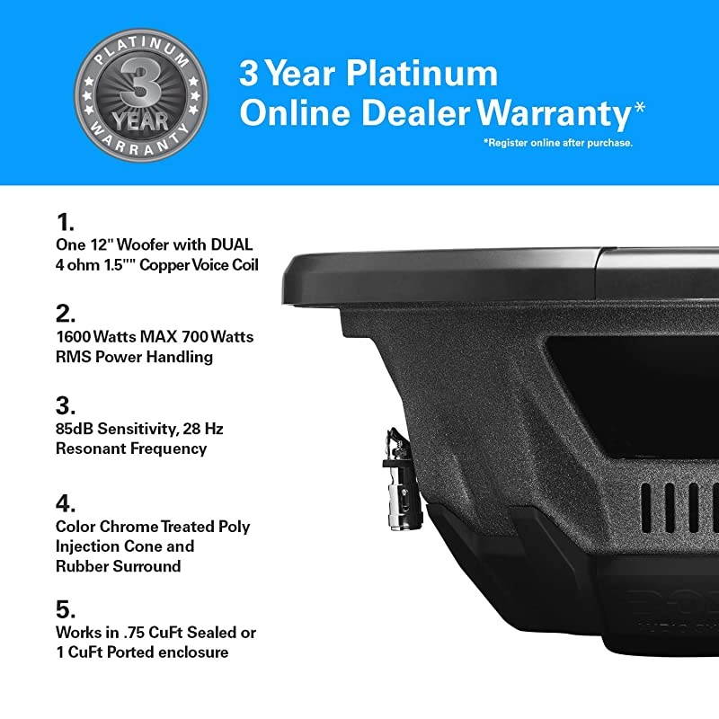 AR100DVC 10 Inch Car Subwoofer 1400 Watts Maximum Power Dual 4 Ohm Voice Coil Sold Individually