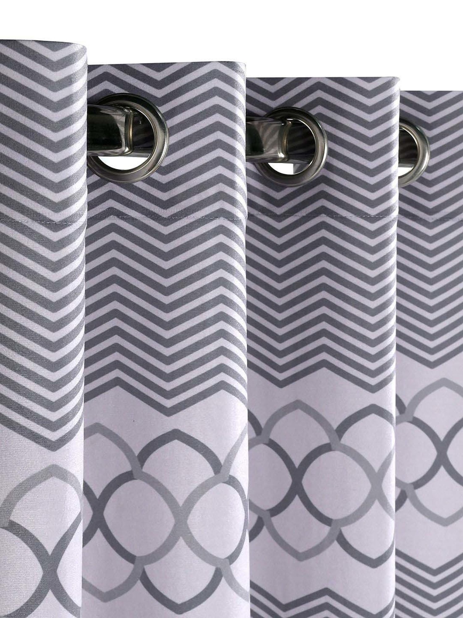 Saral Home Easy Living Sliver Polyester 224 GSM Quite Space Velvet Digital Curtain - Set of 2