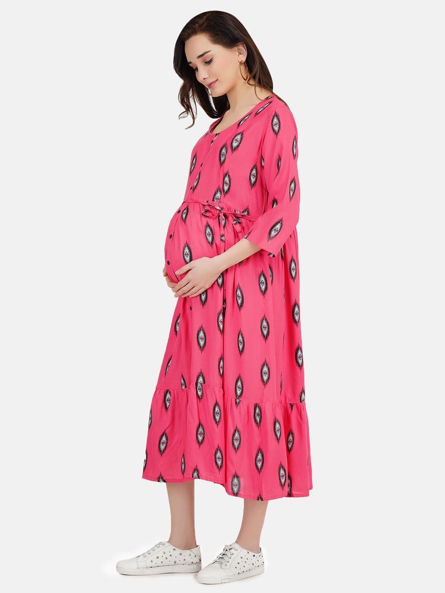 KOI SLEEPWEAR Pink Printed Maternity Dress