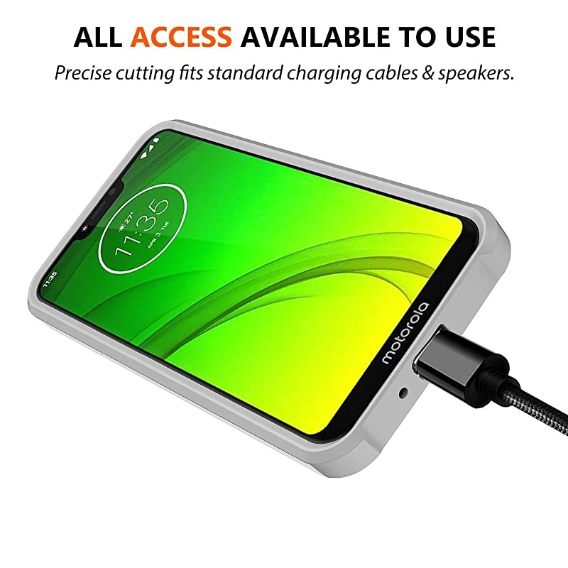 for Moto G7 Power Case, Moto G7 Supra Case, Hybrid Drop Protection Sleek Slim Dual Layer Shockproof Colorful Graphic Armor Case for LG Moto G7 Power/Supra (Green Marble)