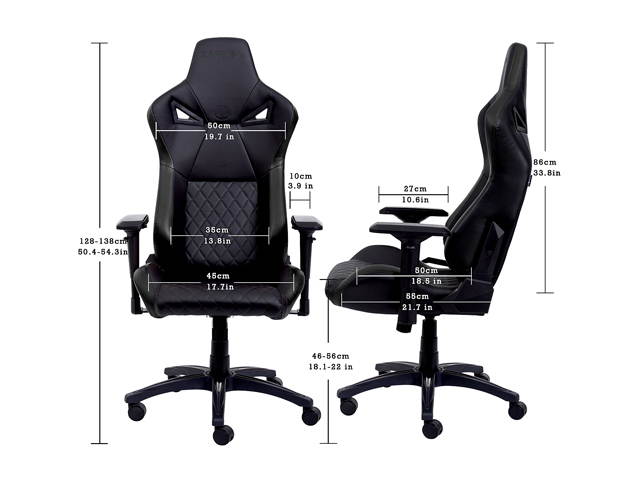 KARNOX Legend TR Racing Style Gaming Office Chair with Adjustable Height and Arm Rests, Ergonomic 155&deg; Reclining, Locking High Back with Integrated Headrest (Black)