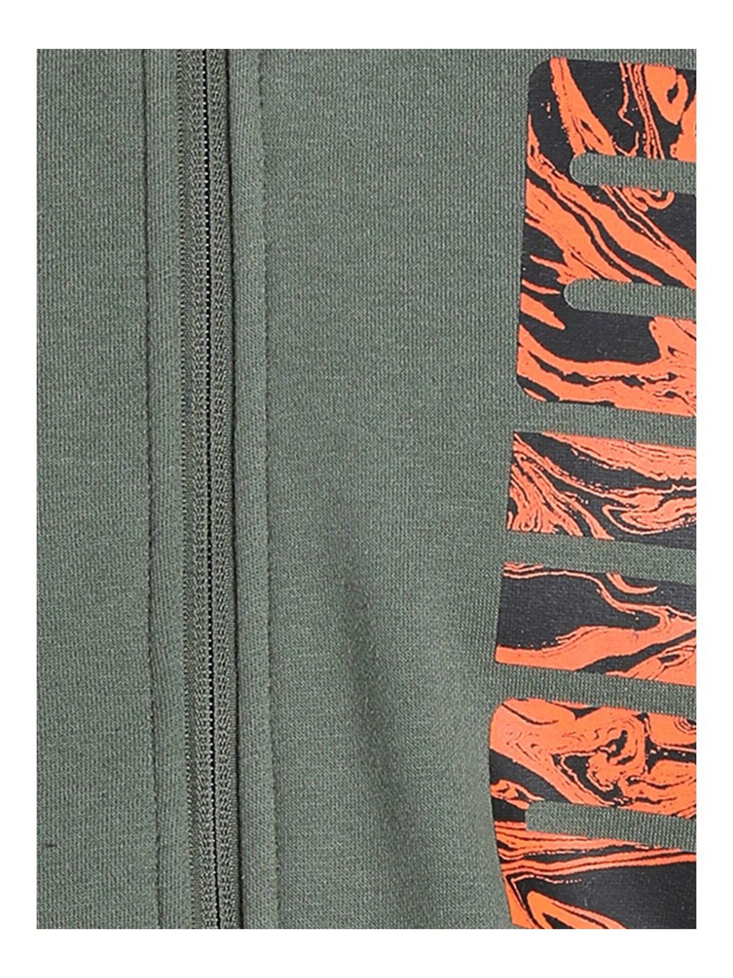 Puma Green Cotton Regular Fit Hooded Jacket