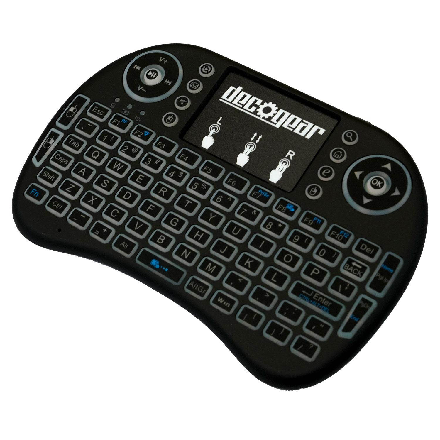 Deco Gear 2.4GHz Wireless Backlit Keyboard Smart Remote with Touchpad Mouse - STV300BK