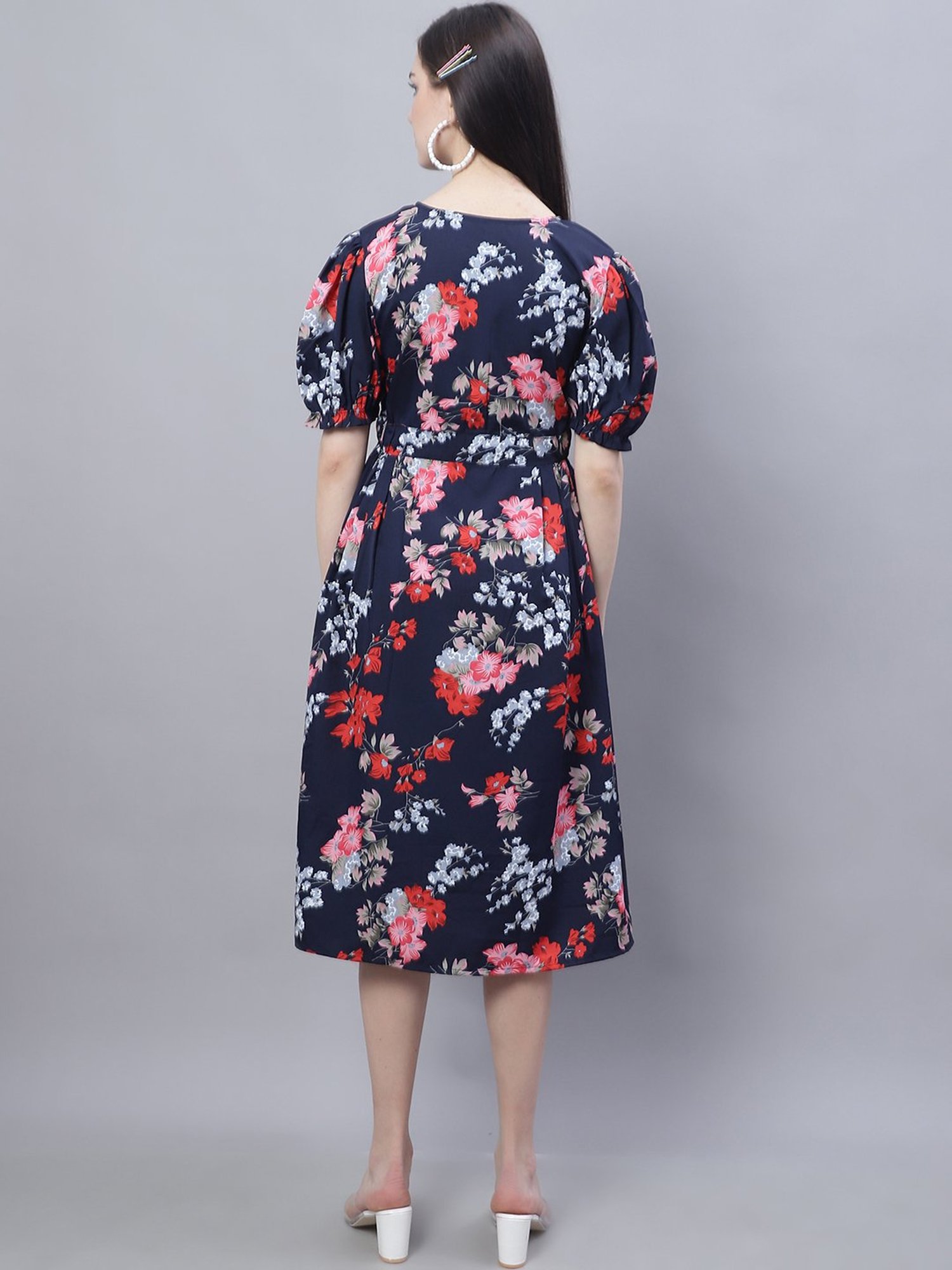 Moms Maternity Navy Printed Dress