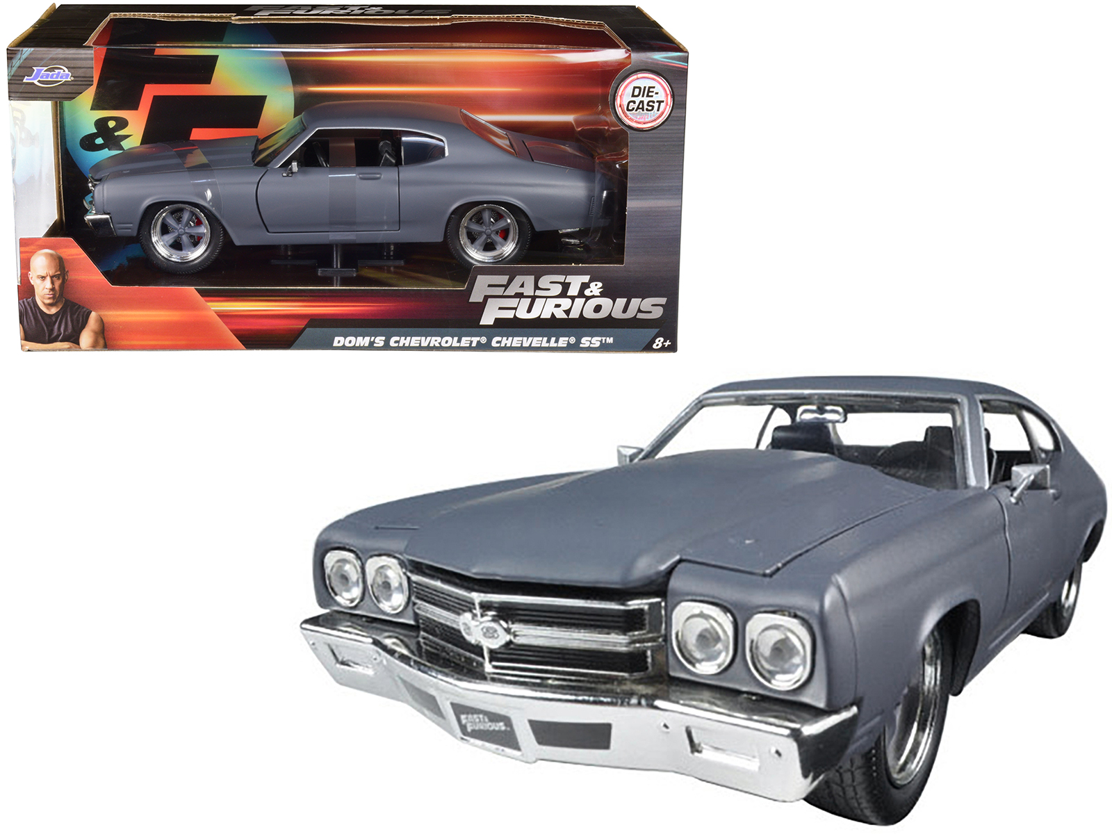 Dom's Chevrolet Chevelle SS Red with Black Stripes "Fast & Furious" Movie 1/24 Diecast Model Car by Jada