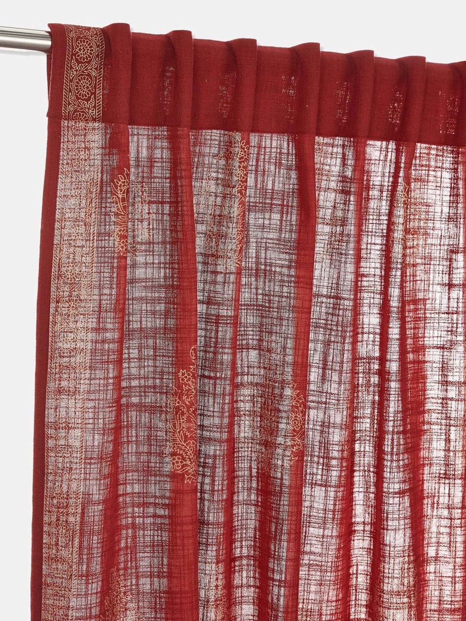 Swayam Brown Paisley J&B Blackout Eyelet Door Curtain - Single Piece (7 Ft)