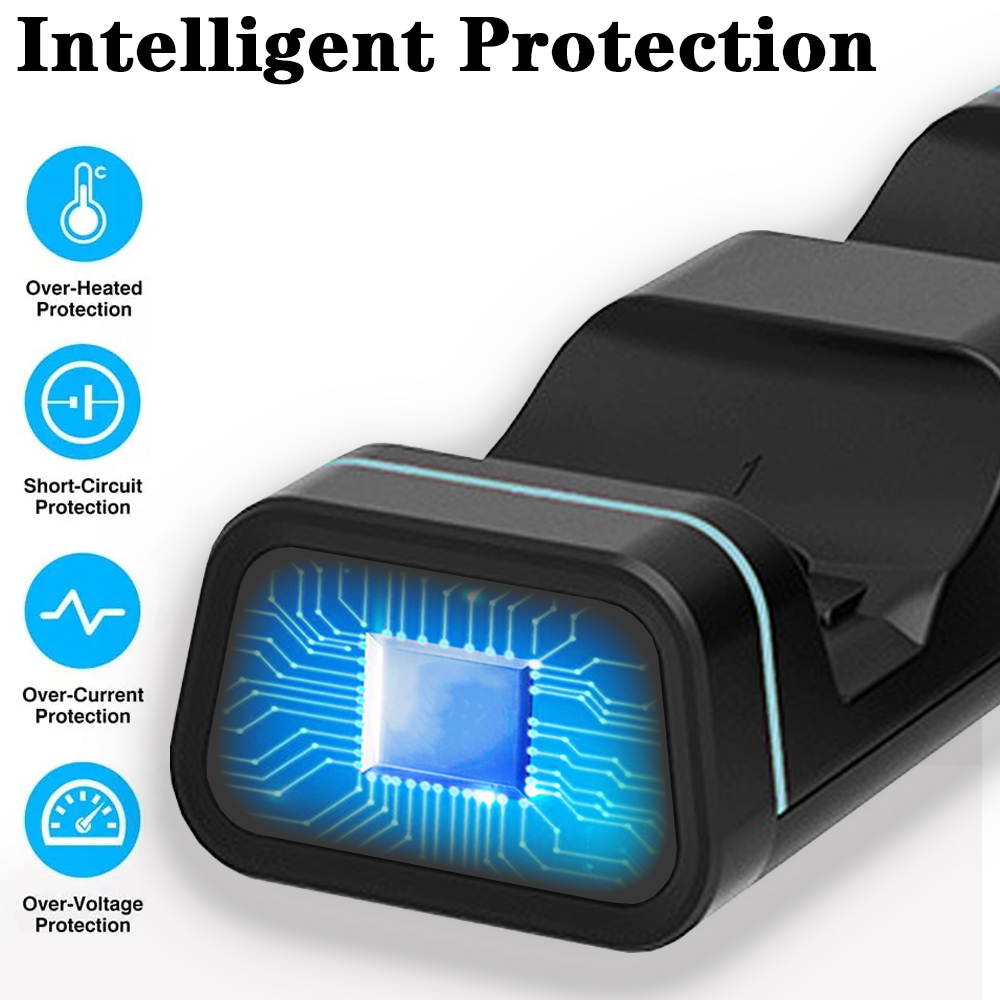Dualsense Charging Station for Playstation 5, Megadream Dual Charging Dock Controller Charger Compatible with Xbox Series X/S, Xbox Elite 2, Google, Switch Pro, with 2 Type C Adapters & LED Indicator