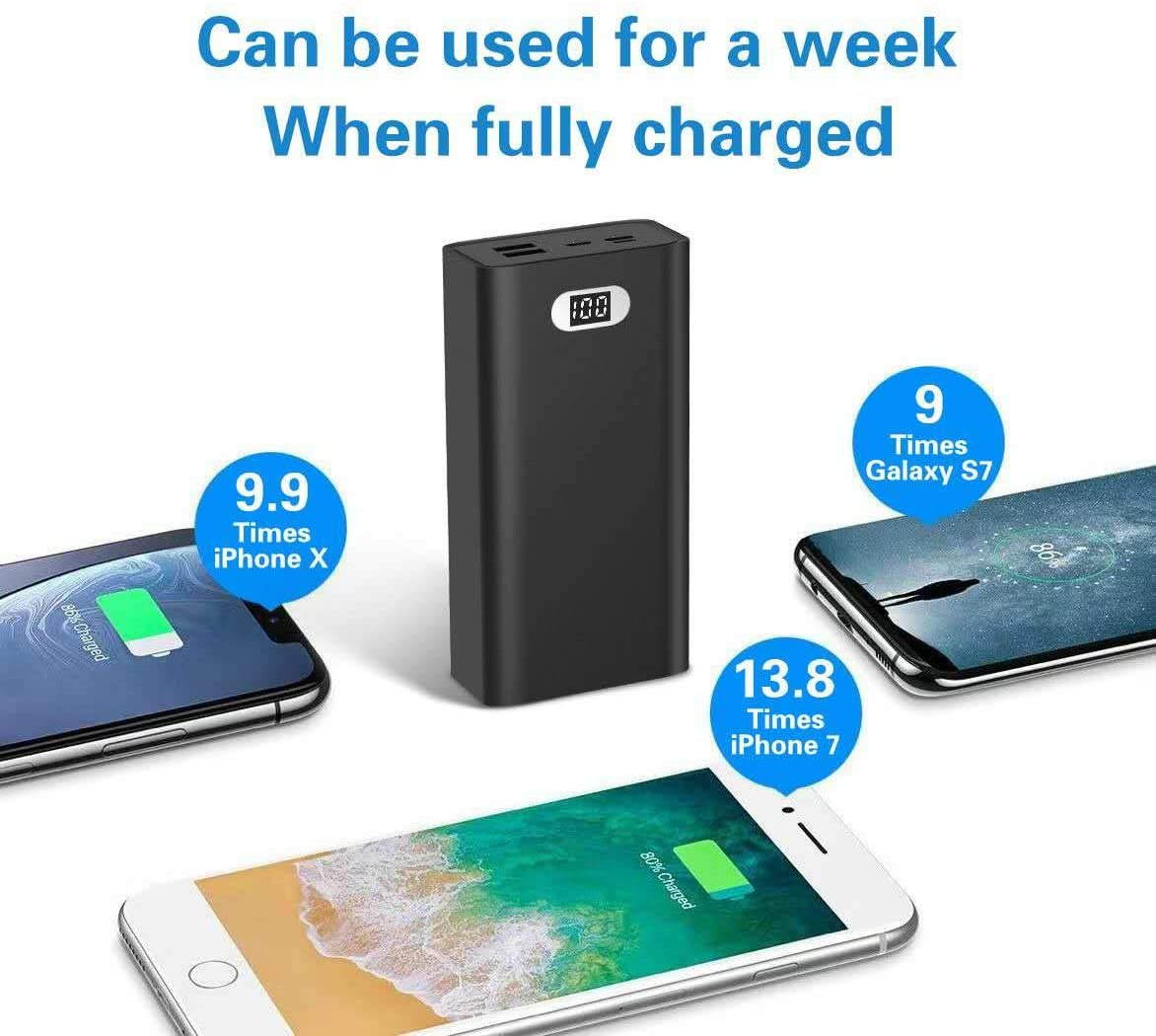 Portable Charger 30000mAh Power Bank External Battery Pack with LCD Digital Display Triple Intput and Dual Output Ports Compatible with All Smart Cell Phone, iPad and More