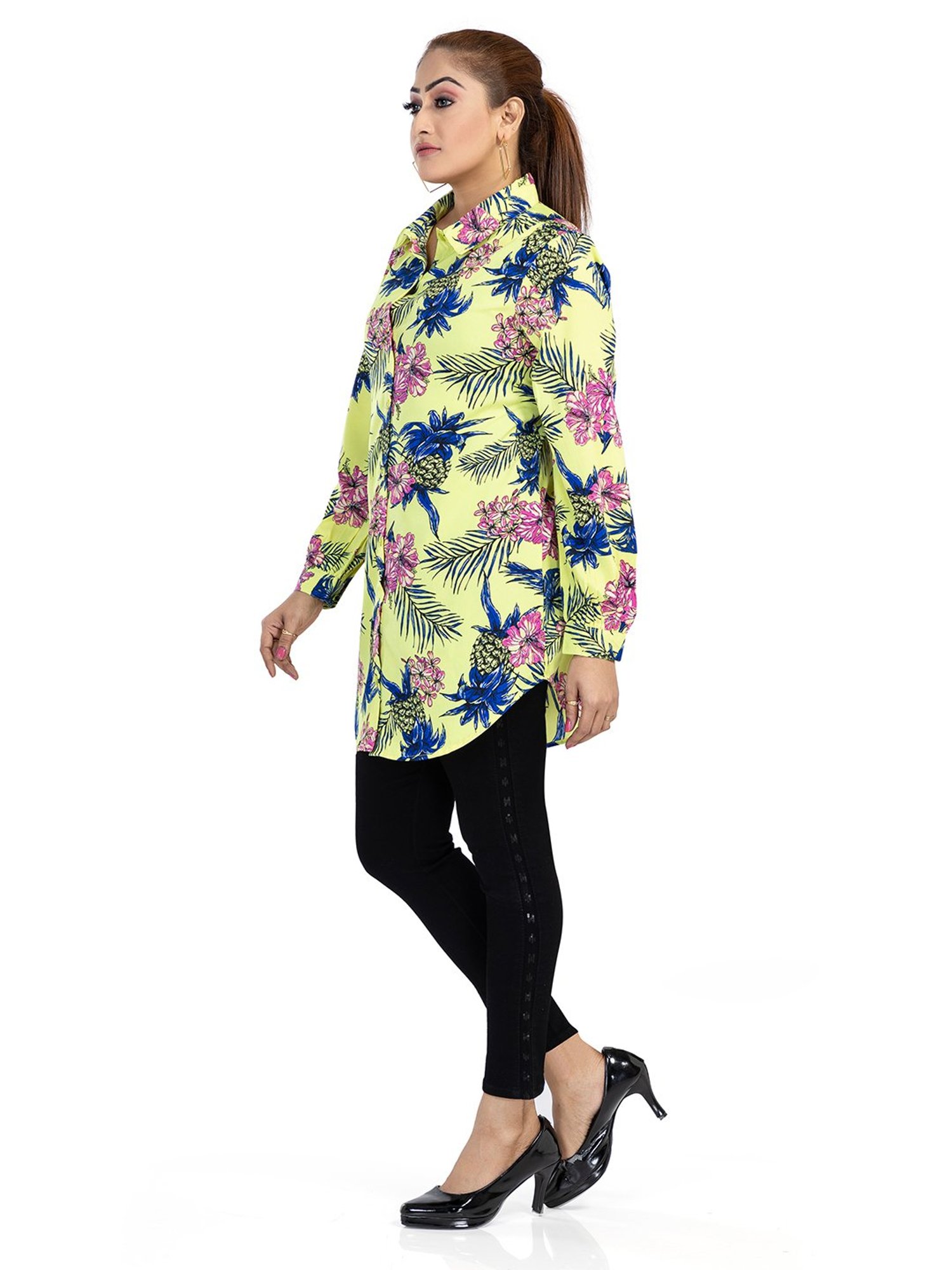 Nino Bambino Green Printed Long Shirt