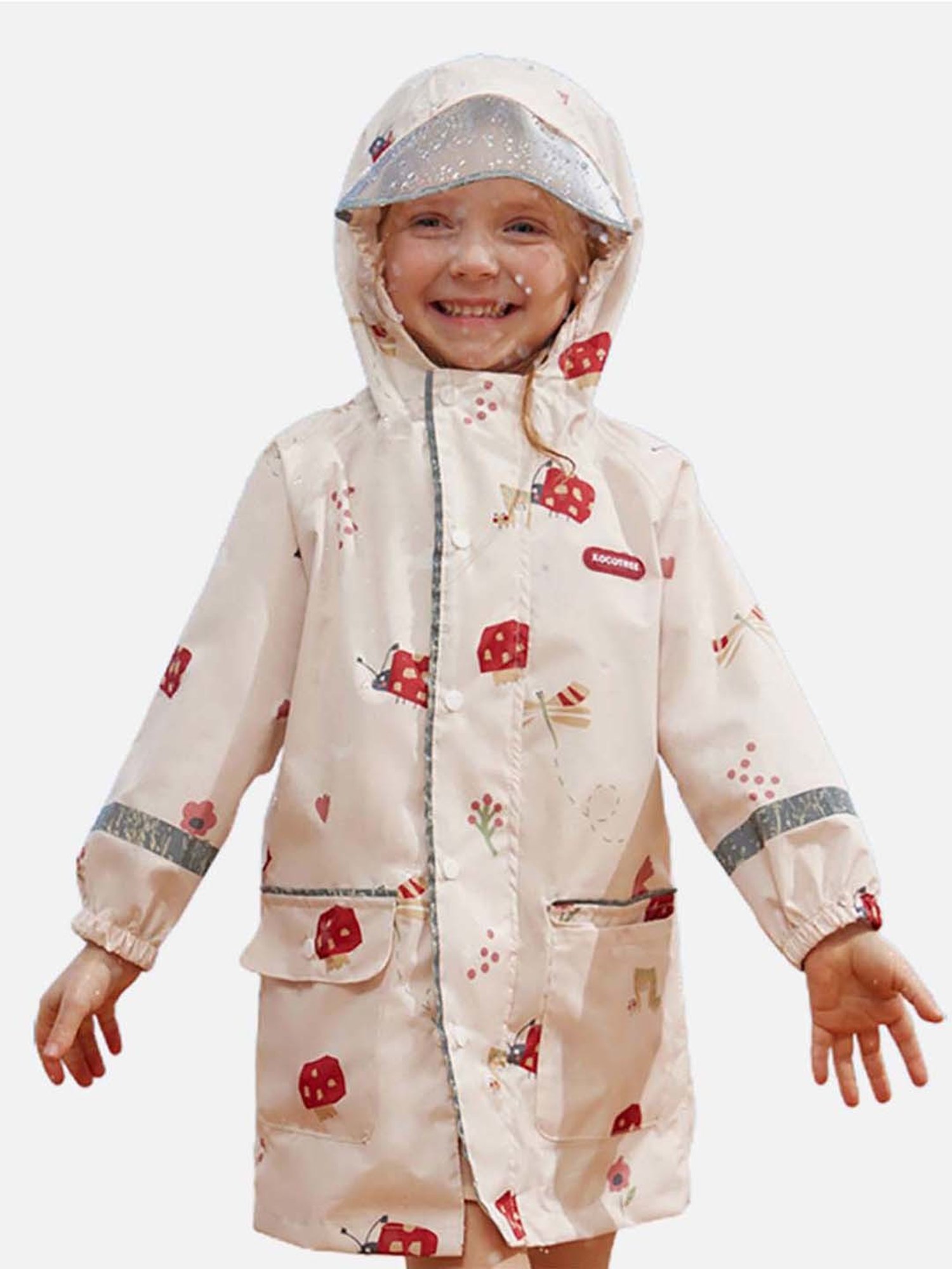 Little Surprise Box Kids Pink Printed Full Sleeves Raincoat
