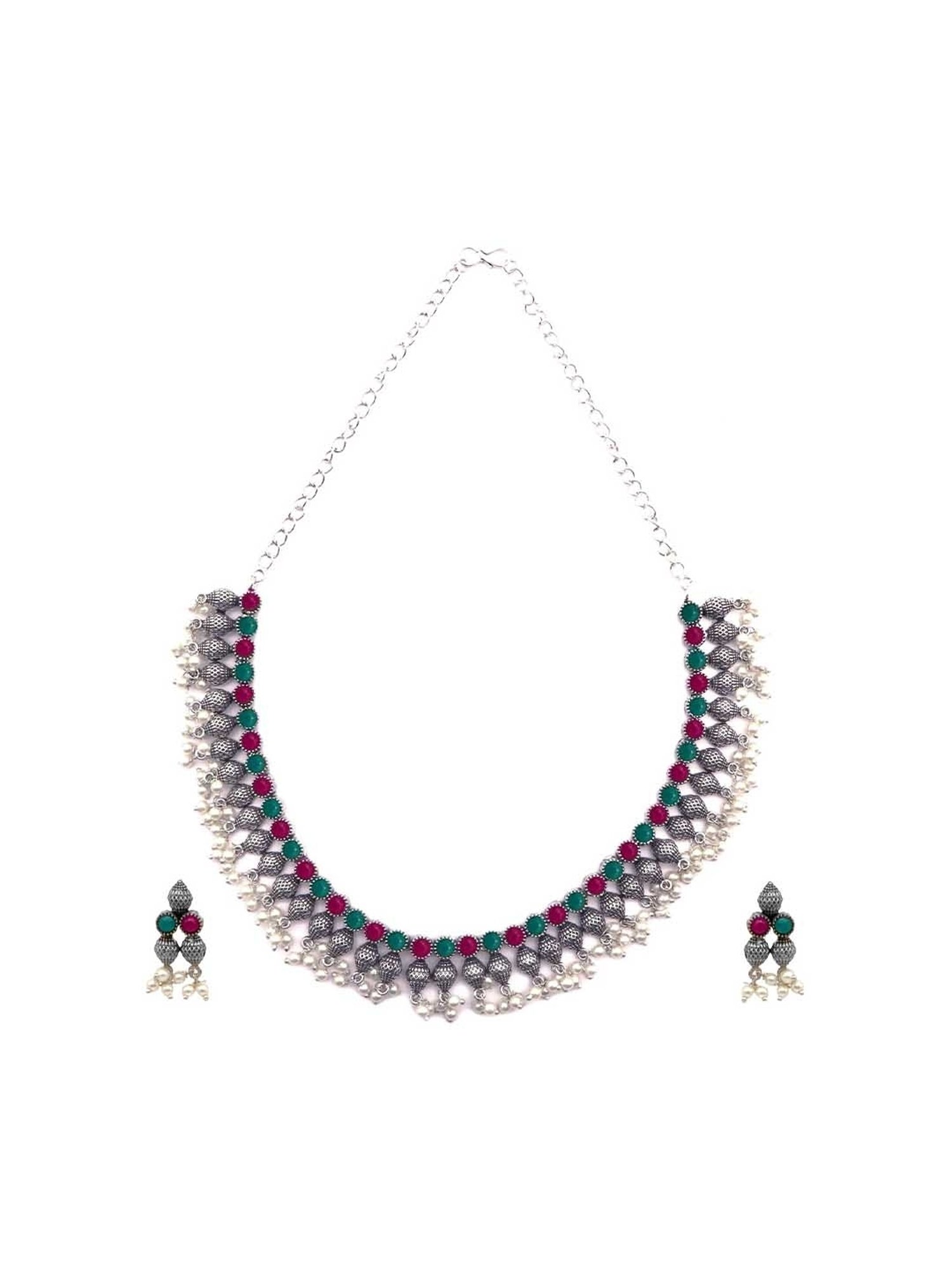 Teejh Ethnic Oni Multi Princess Necklace Set for Women