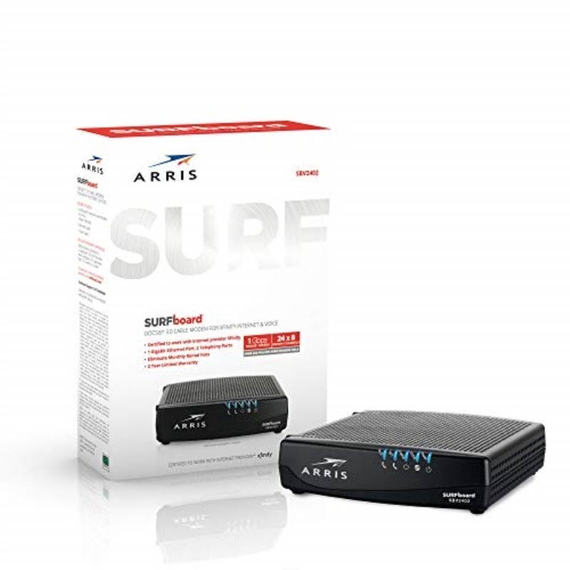 arris surfboard 24x8 docsis 3.0 cable modem, xfinity internet & voice modem, certified for xfinity only sbv2402