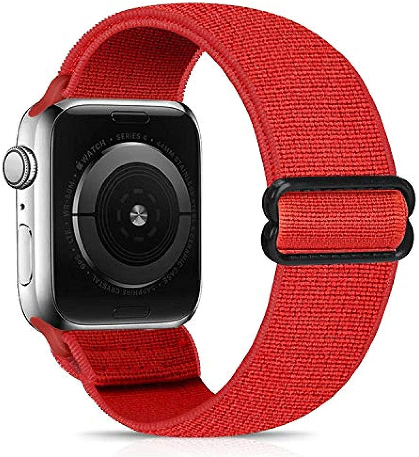 N/A  Correa ElaStica Ajustable Adecuada para Correa 38 Mm 42 Mm 40 Mm 44 Mm Serie Iwatch 6/5/4/3/2/1, Tejido Suave para Mujer A-Red