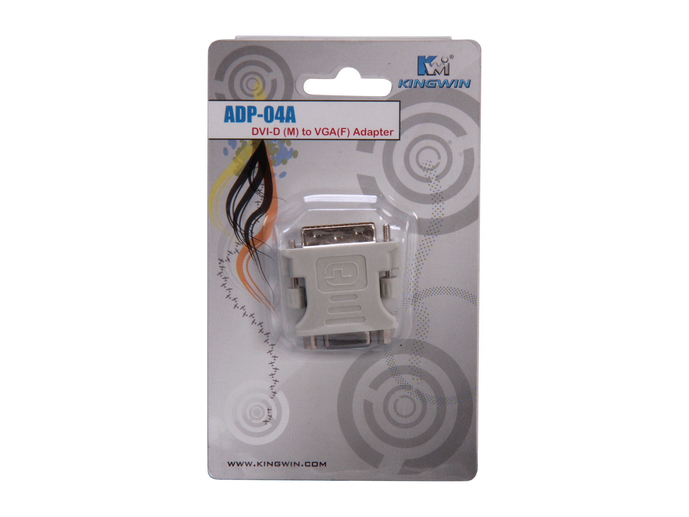 KINGWIN ADP-04A DVI-D Male (24+1 pin) to VGA HD 15 Female Adapter