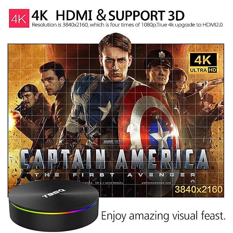 Android 9.0 TV Box,  Smart Box Android TV Player 4GB RAM 64GB ROM Quad Core Speed Support 3D/ 4K/ 6K Ultra HD/H.265/2.4GHz WiFi/USB 3.0/ HDR with Wireless Mini Keyboard